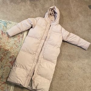 NEW taupe long line puffer jacket